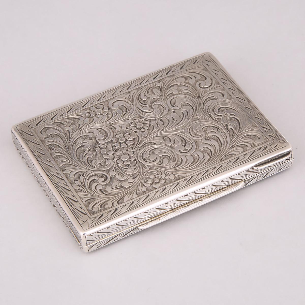 Italian Silver Cigarette Case, 20th century, 3.4 x 2.6 in — 8.6 x 6.6 cm - Image 2 of 2