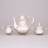 German Silver Coffee Service, Deyhle Gebrüder, Schwäbisch Gmünd, 20th century, coffee pot height 9.8