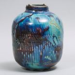 Kayo O'Young (Canadian, b.1950), Blue Glazed Vase, c.1989, height 10 in — 25.5 cm