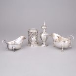 Group of English and Dutch Silver, late 18th-20th century, money box height 3.8 in — 9.7 cm (4 Piece
