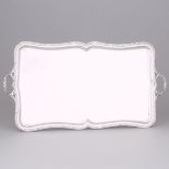 Middle-Eastern Silver Two-Handled Shaped Rectangular Serving Tray, 20th century, length 21.7 in — 55