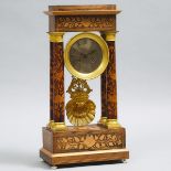 French Fruitwood Inlaid Rosewood Portico Clock, c.1870, height 19.9 in — 50.5 cm