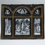 Large 16th century Style Limoges Enamel Triptych Panel Depicting Scenes from the LIfe of John the Ba