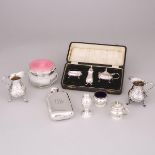 Group of English and Canadian Silver, 18th-20th century, flask height 6.1 in — 15.5 cm (10 Pieces)