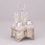 Victorian Silver Four-Bottle Cruet, John Harrison, Sheffield, 1860, height 7.5 in — 19 cm