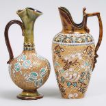 Two Doulton Lambeth Stoneware Jugs, late 19th century, height 8.3 in — 21 cm (2 Pieces)