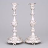 Pair of Edwardian Silver Table Candlesticks, Jacob Fenigstein, London, 1904, height 13.3 in — 33.8 c