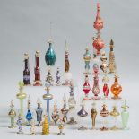 Thirty-Two Various Continental Gilt and Coloured Glass Perfume Bottles, 20th century, largest height