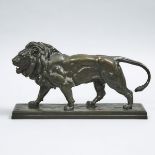 Antoine-Louis Barye (French, 1796-1875), WALKING LION, 9 x 16 x 4 in — 22.9 x 40.6 x 10.2 cm