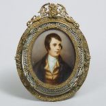 Portrait Miniature of Robbie Burns after Alexander Nasmyth (Scottish, 1758-1840), 4.5 x 4.1 in — 11.