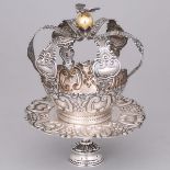 Portuguese SIlver Holy Spirit Crown and Stand, 20th century, overall height 7.7 in — 19.5 cm