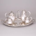 Continental Silver Tea and Coffee Service, probably German, early 20th century, tray length 24.6 in