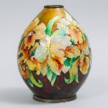 Limoges Enamel 'Orchid' Vase, Camille Fauré (French, 1874-1956), height 9.5 in — 24.1 cm