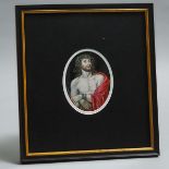 Limoges Enamel Oval Panel of Christ in the Crown of Thorns, 17th/18th century, panel (sight) 5 x 4 i