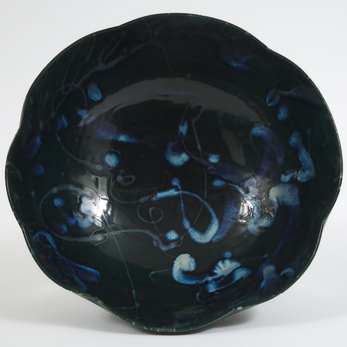 Kayo O'Young (Canadian, b.1950), Large Green and Blue Glazed Bowl, 1993, height 6.7 in — 17 cm, diam - Image 3 of 3