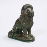 Antoine-Louis Barye (French, 1796-1875), SEATED LION, height 7.1 in — 18 cm