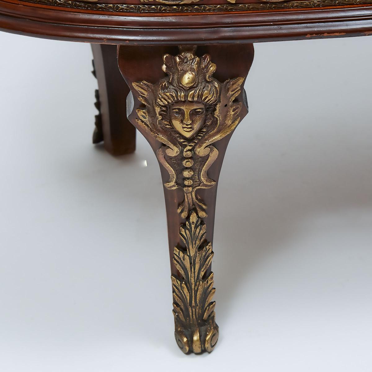 Large French Ormolu Mounted Oval Mahogany Jardiniere on Stand, c.1900, 24 x 36 x 19 in — 61 x 91.4 x - Image 3 of 5