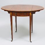 Small Oval Crossbanded Mahogany Pembroke Table, early 19th century, folded 28.75 x 17.75 x 28 in — 7