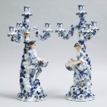 Pair of Sitzendorf Figural Four-Light Candelabra, late 19th century, height 21 in — 53.3 cm (2 Piece