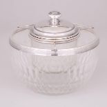 French Silver Mounted Cut Glass Caviar Dish, 20th century, height 5.7 in — 14.5 cm, diameter 6.3 in