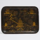 Enlgish Regency Chinoiserie Papiér Maché Tea Tray, c.1820, 22.2 x 30.3 in — 56.5 x 77 cm