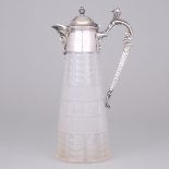 Edwardian Silver Plated and Cut Glass Claret Jug, early 20th century, height 11.8 in — 30 cm