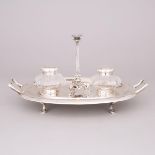 Victorian Silver Inkstand, Henry Wilkinson & Co., Sheffield, 1861, length 13.7 in — 34.7 cm