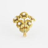 Buccellati 18k Yellow Gold Clip/Brooch, formed as a bouquet of flowers set with 5 small pearls