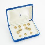 Birks Men's English 9-Piece 9k Yellow Gold Dress Set, comprising 4 buttons, 3 studs and a pair of cu