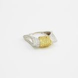 14k White And Yellow Gold Ring, set with 108 small brilliant cut white diamonds and 53 small brillia