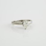 Platinum Solitaire Ring, set with a pear cut diamond (approx. 0.85ct.)