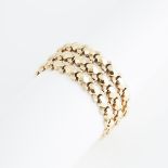 Israeli 18k Rose Gold Strap Bracelet, decorated with polished and textured links