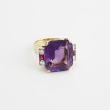 Lorie 14k Yellow Gold Cocktail Ring, set with an emerald cut amethyst (19.7mm x 17.8mm x 10.2mm), 4