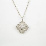 18k White Gold Pendant, set with 158 small brilliant cut diamonds (0.54ct.t.w.), suspended on a 14k