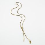 14k Yellow Gold Slide Chain Necklace, with tassel and swivel terminations and decorated with enamel