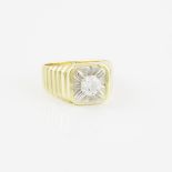 14k Yellow And White Gold Ring, set with a brilliant cut diamond (approx. 0.90ct.)