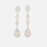 Pair Of 18k White Gold Drop Earrings, set with a total of 140 brilliant cut diamonds (2.58ct.t.w.),