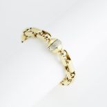 Baraka Italian 18k Yellow Gold Bracelet, set with 66 small brilliant cut diamonds