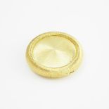 Tiffany & Co. Italian 18k Yellow Gold Circular Compact, with a textured surface and entirely engrave