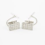 Pair Of 14k White Gold Cufflinks, each set with 24 brilliant cut diamonds (approx. 2.50ct.t.w.per cu