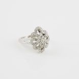 14k White Gold Ring, set with 43 small brilliant cut diamonds