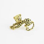 Hammerman Bros. 18k Yellow Gold Brooch, formed as a leopard decorated with enamel and 4 small single