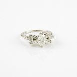 18k White Gold Ring, set with a marquise cut diamond (0.81ct.) flanked by 4 small marquise and 2 sma