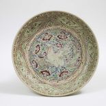 A Large Polychrome Ceramic 'Bird and Clouds' Charger, Vietnam, 15th/16th Century, 十五/十六世纪 越南凤穿云纹彩瓷盘,