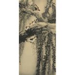 Liu Yunheng (1938-1975), Lingnan School, Singing Birds on Trees, 刘允衡 (1938-1975) '鸟鸣嘤嘤图' 设色纸本 镜框, 47