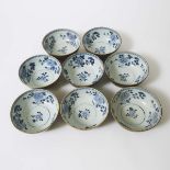 A Set of Eight 'Batavian' Floral Large Bowls from the Nanking Cargo, Qianlong Period, Circa 1750, 清