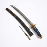 A Japanese Wakizashi with 'Fudo Myo-o' Kozuka, Signed, 19th Century, overall length 24.3 in — 61.7 c