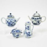 Two Chinese Export Blue and White Teapots, together with a Lidded Creamer and Sugar Bowl, 18th/19th