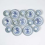 A Set of Fourteen 'Blue Pine' Pattern Teabowls and Saucers from the Nanking Cargo, Qianlong Period,