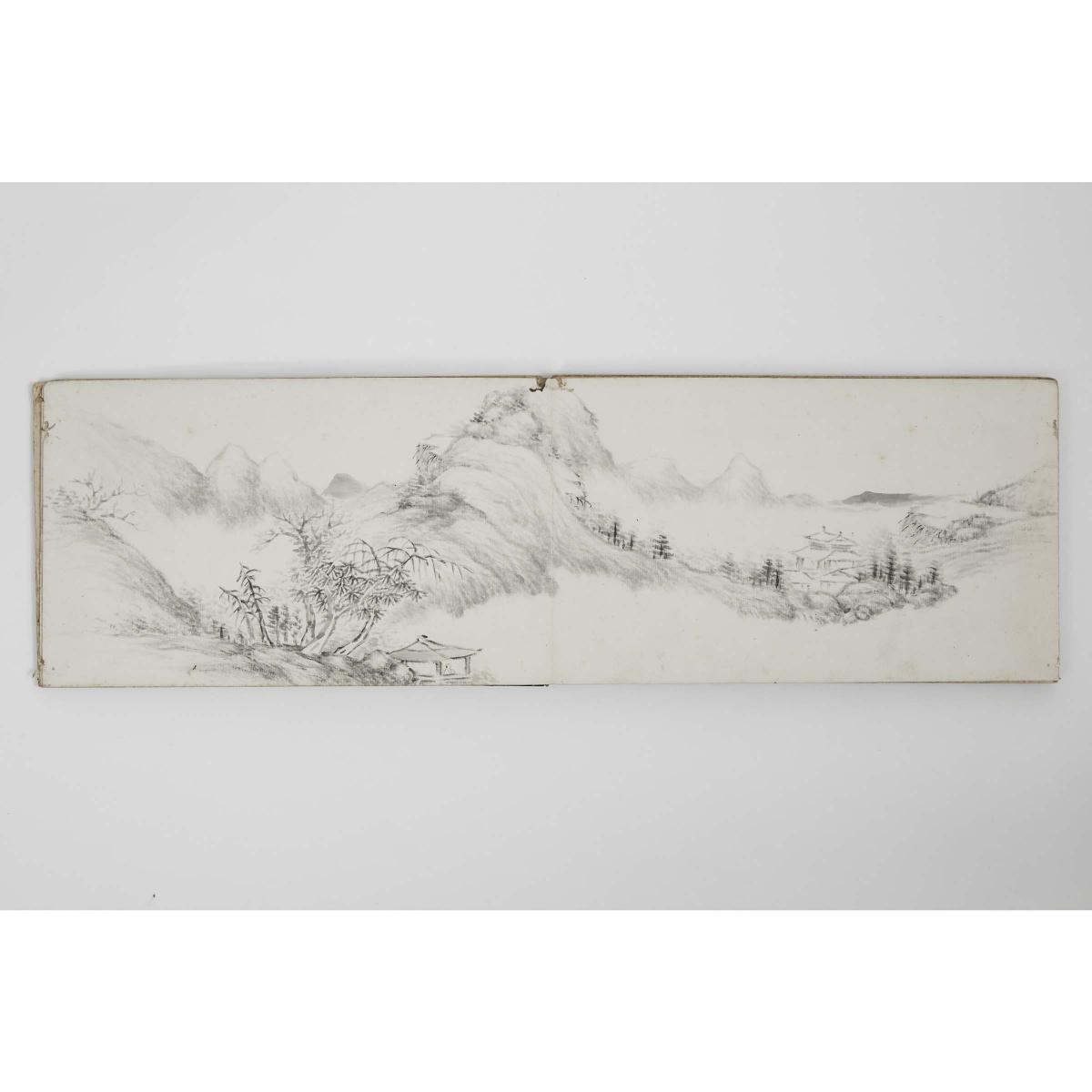 A Landscape Painting Album, Dated 1924, 山水册页画集 一九二四年作 - Image 8 of 12